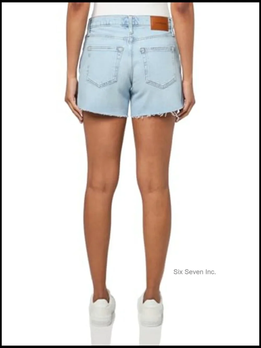 Distressed Light Wash Denim Midi Shorts with Comfort Stretch